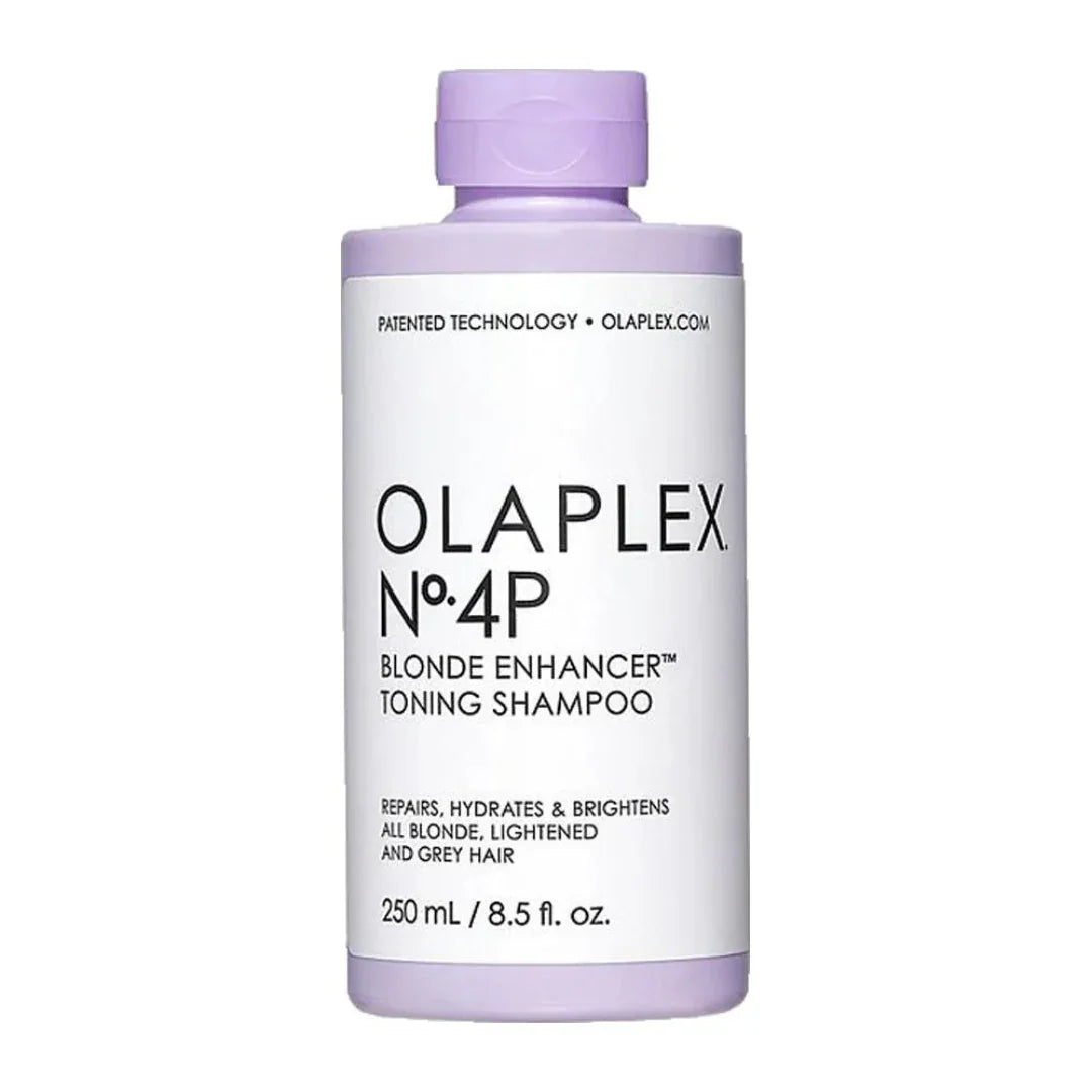 Olaplex No.4P Blonde Enhancer toning shampoo bottle for blonde or lightened hair care